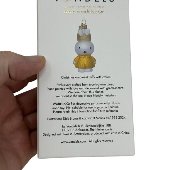 Miffy Vondels Christmas Ornament - Yellow with Crown - Picture 5 of 5